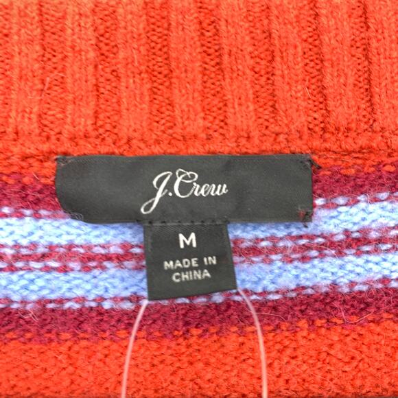 J.Crew Fuzzy Striped Knit Pullover Sweater Womens Size M Red Orange Blue NEW - Picture 5 of 7